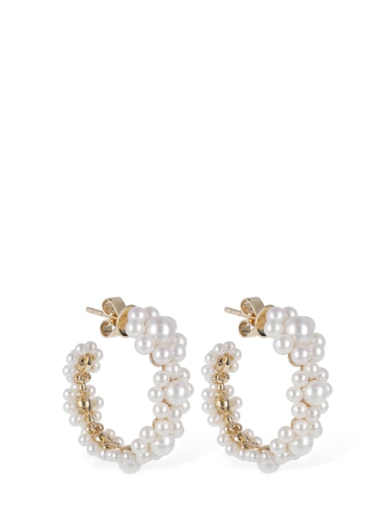 Sophie Bille Brahe: 14kt Jardin Boucle pearl hoop earrings - Perle - women_0 | Luisa Via Roma