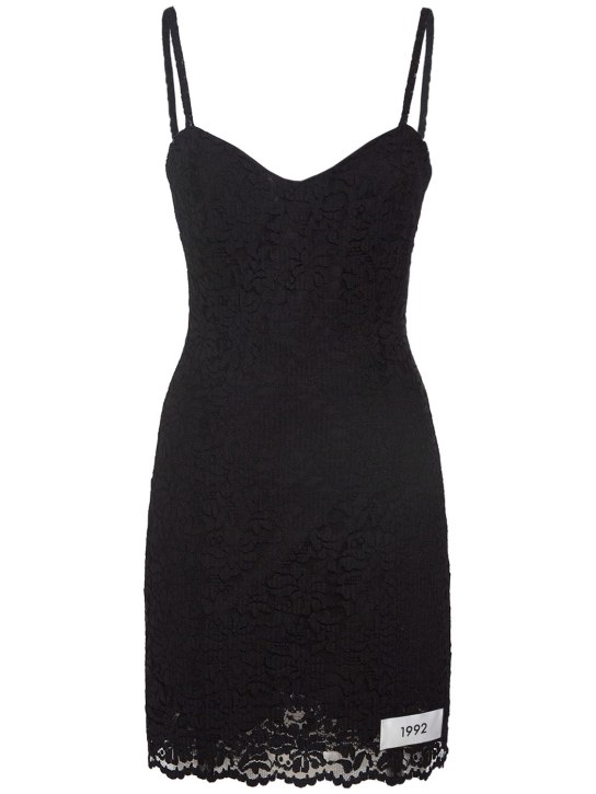 Dolce&Gabbana: Vestido corto de encaje - Negro - women_0 | Luisa Via Roma