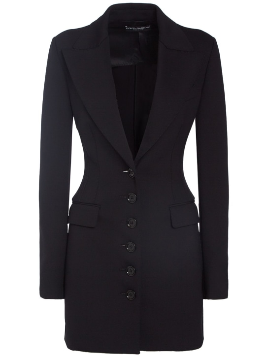 Dolce&Gabbana: Tech jersey single breasted long jacket - Black - women_0 | Luisa Via Roma