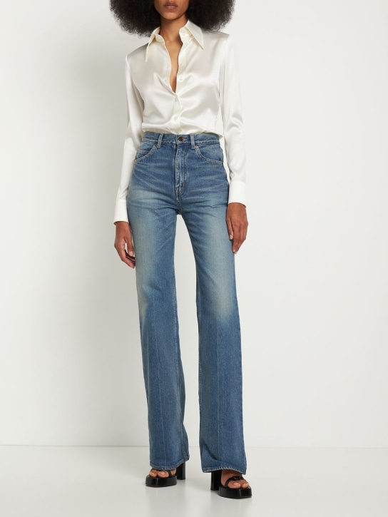 Dolce&Gabbana: Camicia regular fit in raso - Bianco - women_1 | Luisa Via Roma