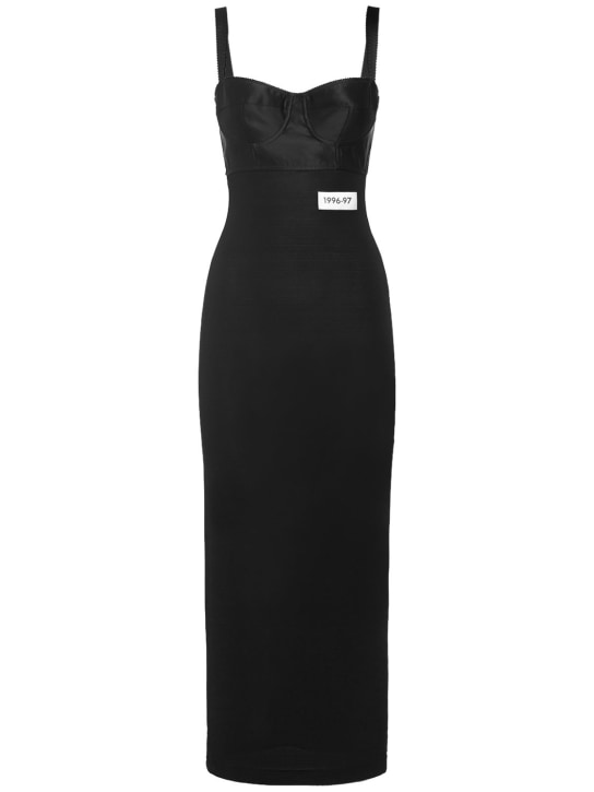 Dolce&Gabbana: 欧根纱&绸缎紧身长款连衣裙 - 黑色 - women_0 | Luisa Via Roma