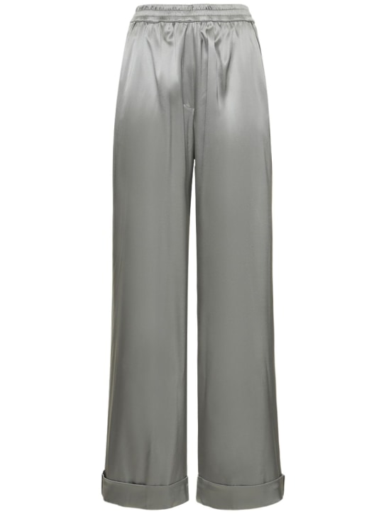 Dolce&Gabbana: Pantaloni in raso di seta stretch - Grigio - women_0 | Luisa Via Roma