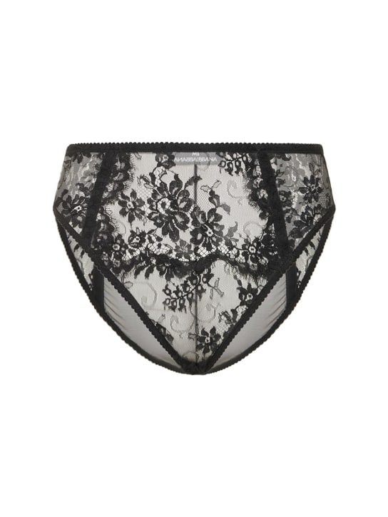 Dolce&Gabbana: Culotte en dentelle florale - Noir - women_0 | Luisa Via Roma