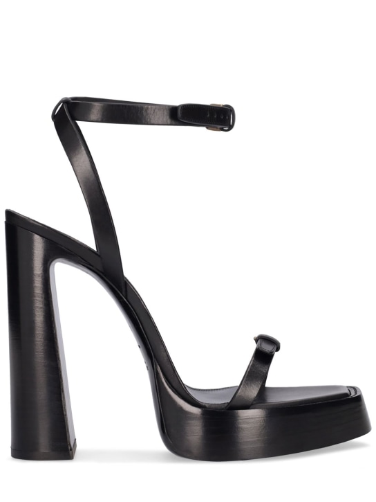 Saint Laurent: 105mm Platz leather sandals - Black - women_0 | Luisa Via Roma