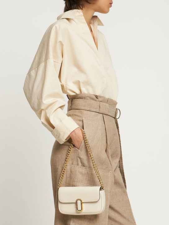Marc Jacobs: The Mini J Marc leather shoulder bag - Cloud White - women_1 | Luisa Via Roma