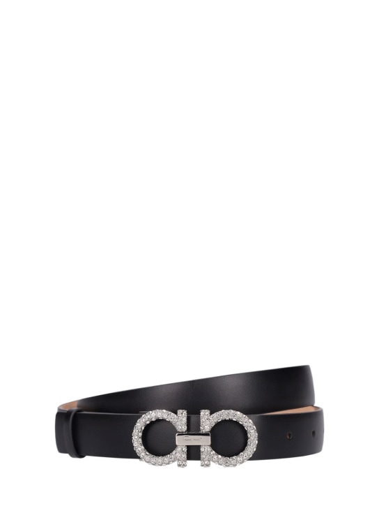 Ferragamo: 2.5cm Embellished leather belt - Black - women_0 | Luisa Via Roma