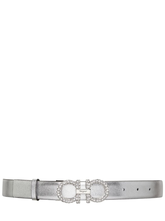 Ferragamo: 2.5cm New Gancini embellished belt - Silver - women_0 | Luisa Via Roma