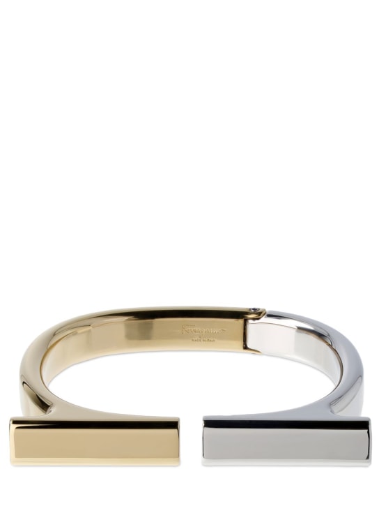 Ferragamo: Zweifarbiges Armband „Gancio Future“ - Gold Silber - women_0 | Luisa Via Roma