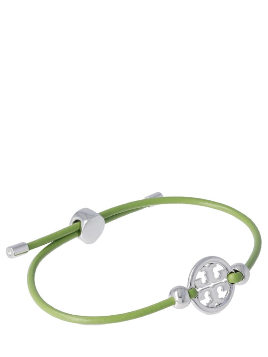 Tory Burch: Miller slider leather bracelet - Green/Silver - women_1 | Luisa Via Roma