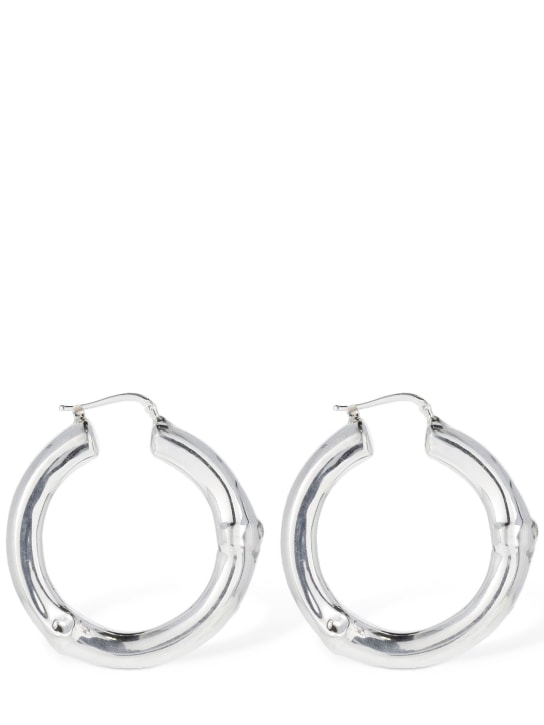 Jil Sander: Bamboo Dream 2 hoop earrings - Silver - women_0 | Luisa Via Roma
