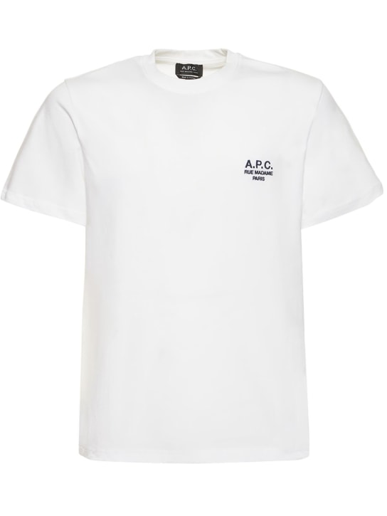 A.P.C.: Logo embroidery organic cotton t-shirt - White - men_0 | Luisa Via Roma