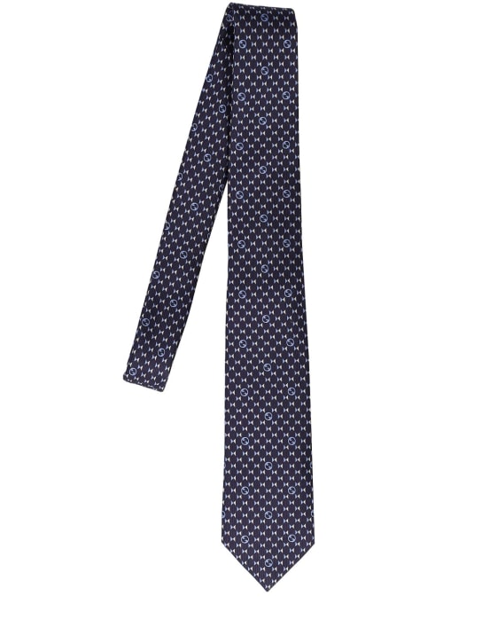 Gucci: 7cm Printed silk tie - Blue - men_0 | Luisa Via Roma