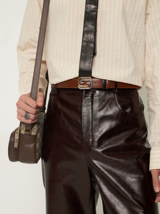 Gucci: Cintura reversibile con GG 3cm - Black/Ebony - men_1 | Luisa Via Roma