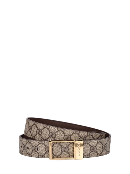 Gucci: 3.5cm New frame belt - Beige/Ebony - men_0 | Luisa Via Roma