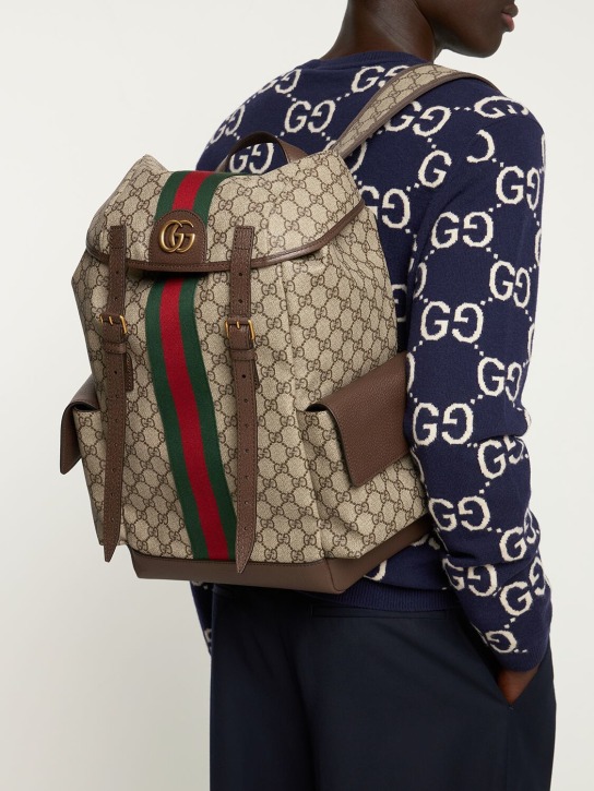 Gucci: Ophidia GG Supreme coated backpack - Beige - men_1 | Luisa Via Roma