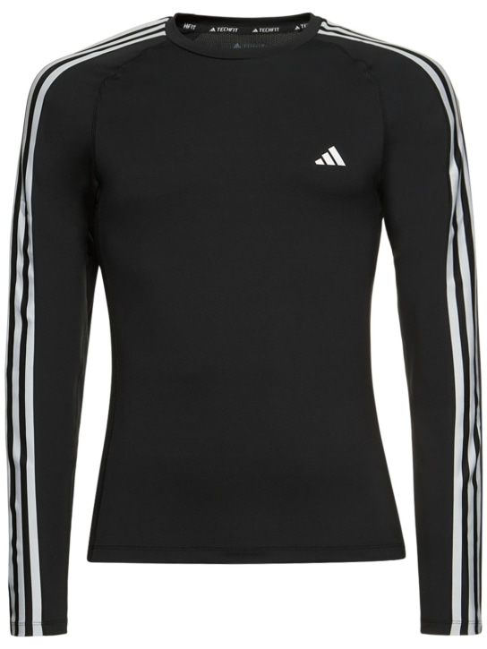 adidas Performance: 3 Stripes long sleeve t-shirt - Black - men_0 | Luisa Via Roma