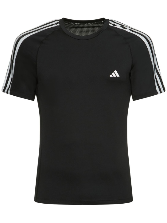 adidas Performance: 3 Stripes tech t-shirt - Black - men_0 | Luisa Via Roma