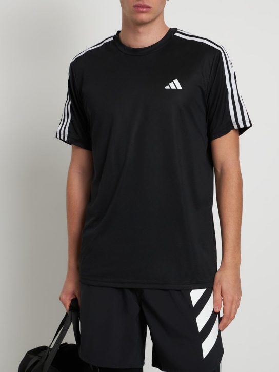 adidas Performance: Base 3 Stripes t-shirt - Black - men_1 | Luisa Via Roma
