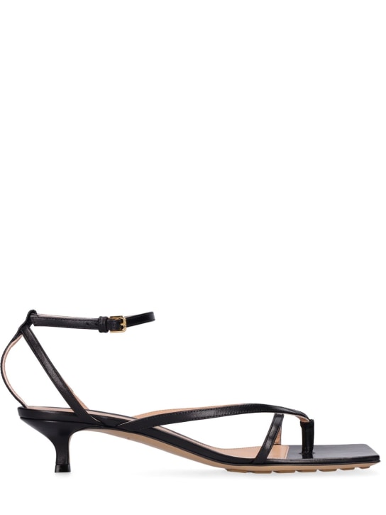 Bottega Veneta: 45mm Stretch leather sandals - Black - women_0 | Luisa Via Roma