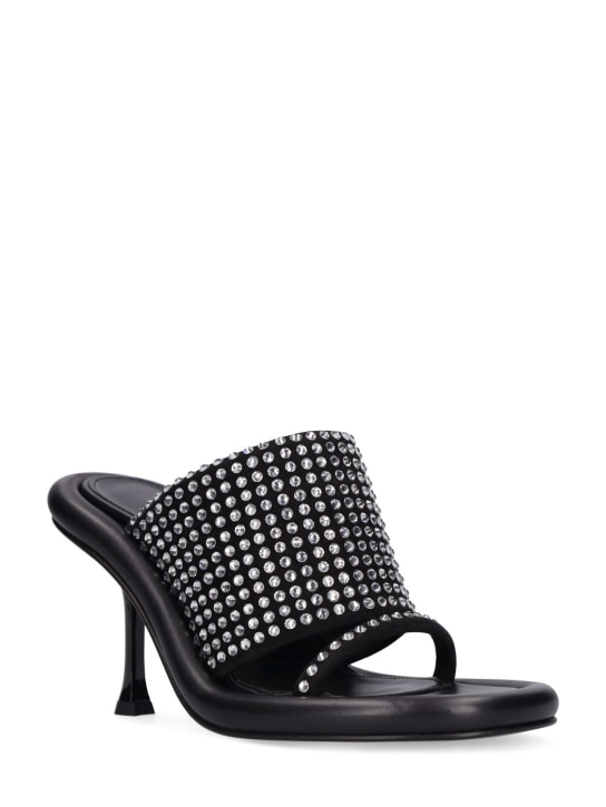 JW Anderson: 90毫米Bumper皮革&水晶穆勒鞋 - 黑色 - women_1 | Luisa Via Roma