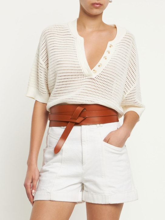 Isabel Marant: 9cm Moshy knot leather waist belt - Natural - women_1 | Luisa Via Roma