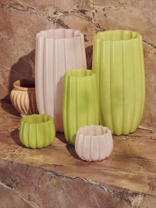 Polspotten: Grand vase en verre Melon - Rose - ecraft_1 | Luisa Via Roma