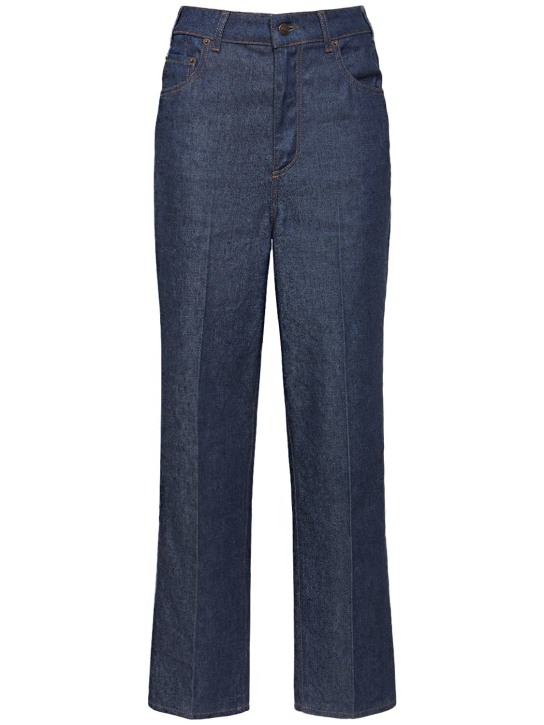 Loro Piana: Madley cotton & linen straight jeans - Denim - women_0 | Luisa Via Roma