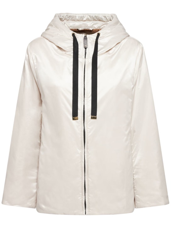 Max Mara: Padded tech puffer jacket w/ hood - Rock Salt - women_0 | Luisa Via Roma