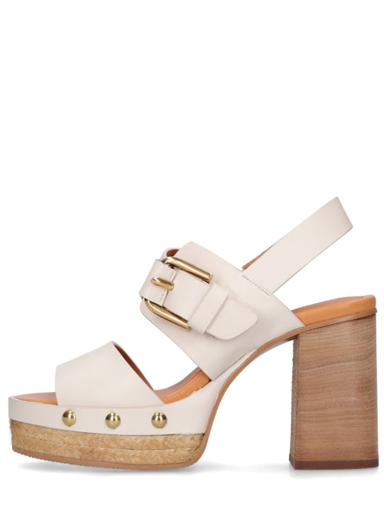 See By Chloé: 105mm Joline leather platform sandals - Off White - women_0 | Luisa Via Roma