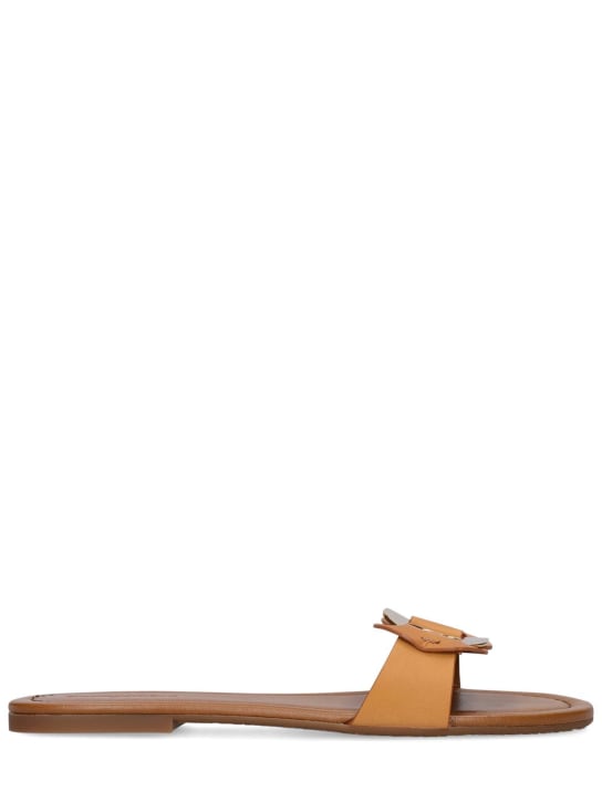 See By Chloé: 5mm Chany leather sandal flats - Tan - women_0 | Luisa Via Roma
