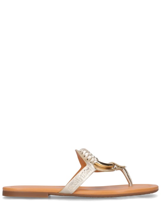 See By Chloé: 10mm Hana leather sandals - Light Gold - women_0 | Luisa Via Roma
