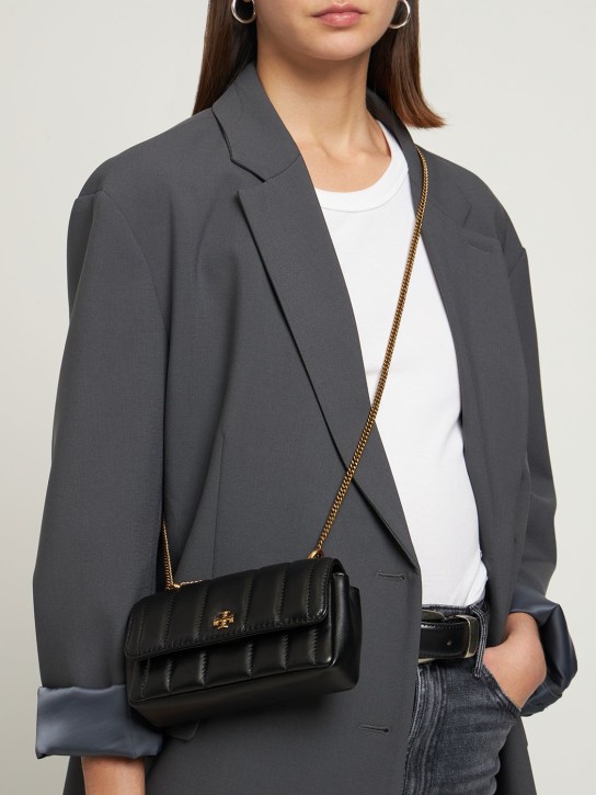 Tory Burch: Mini Kira leather flap bag - Black - women_1 | Luisa Via Roma