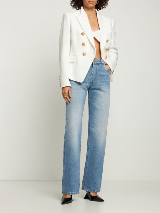 Balmain: High waist vintage denim straight jeans - Denim - women_1 | Luisa Via Roma