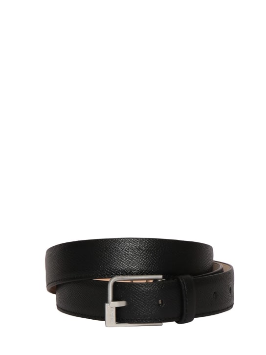 Maison Margiela: 30mm Grainy leather belt - Black - men_0 | Luisa Via Roma