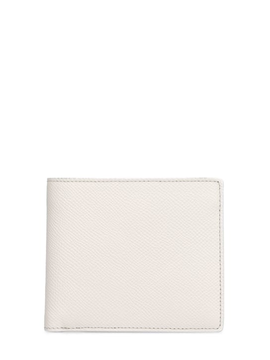 Maison Margiela: Logo grainy leather billfold wallet - White - men_0 | Luisa Via Roma