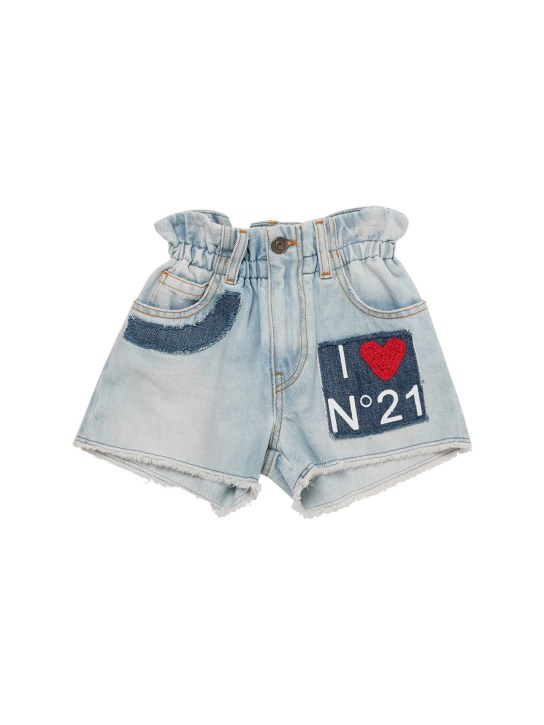 N°21: Cotton denim jeans w/ logo patch - Denim - kids-girls_0 | Luisa Via Roma