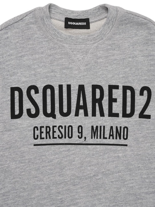 Dsquared2: Sweat-shirt en coton à logo caoutchouté - Gris - kids-boys_1 | Luisa Via Roma