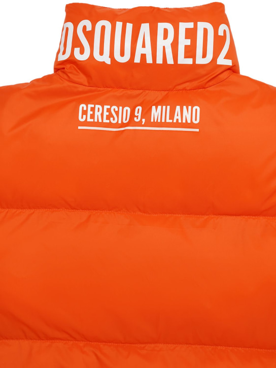Dsquared2: Piumino smanicato in nylon con logo - Arancione - kids-girls_1 | Luisa Via Roma