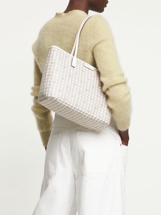 Tory Burch: Small coated cotton zip tote bag - New Ivory - women_1 | Luisa Via Roma