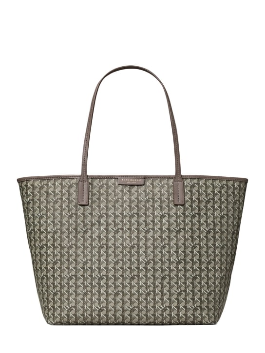 Tory Burch: Small coated cotton zip tote bag - Grey - women_0 | Luisa Via Roma