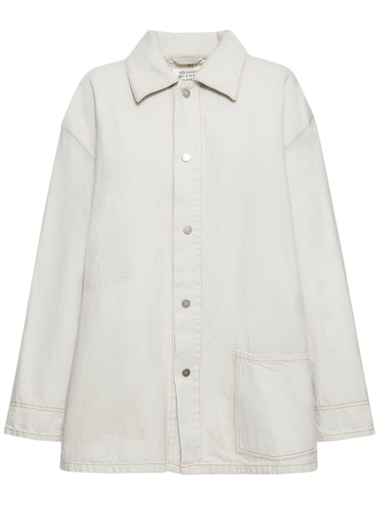 Maison Margiela: Cotton denim oversize jacket - Off White - women_0 | Luisa Via Roma