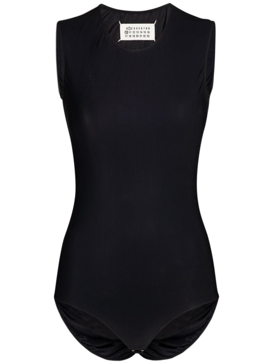 Maison Margiela: Sleeveless jersey bodysuit - Black - women_0 | Luisa Via Roma