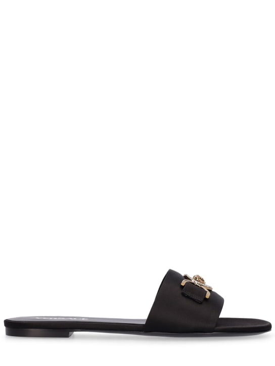 Versace: 10mm Satin flat sandals - Black - women_0 | Luisa Via Roma