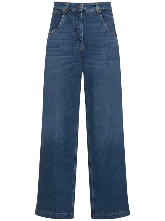 Etro: Denim high rise wide jeans - Blue - women_0 | Luisa Via Roma