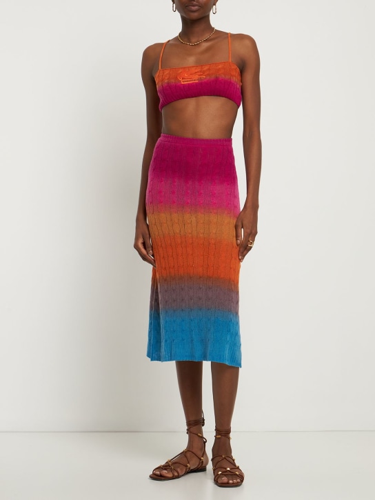 Etro: Multicolor wool knit midi skirt - Multicolor - women_1 | Luisa Via Roma