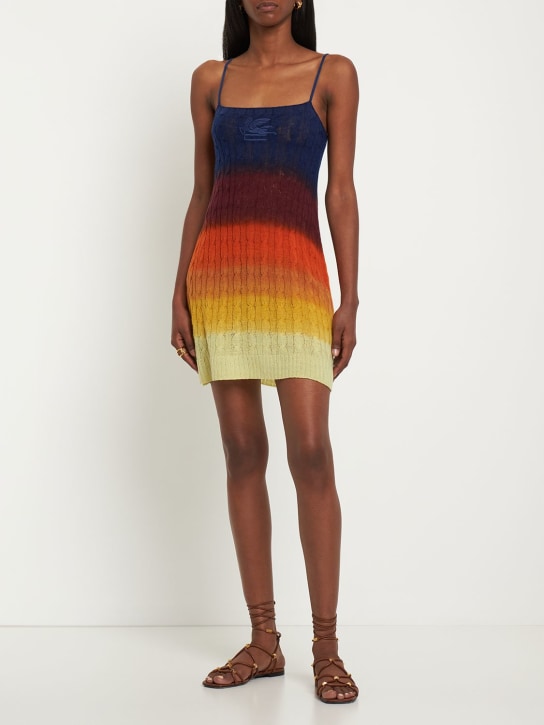 Etro: Vestido corto de punto de lana - Multicolor - women_1 | Luisa Via Roma