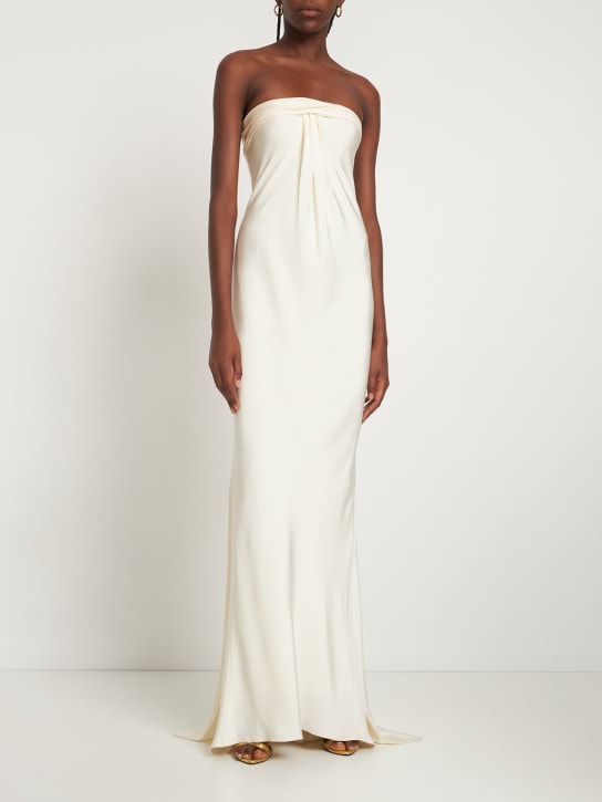 Tom Ford: Silk maroccaine strapless column gown - White - women_1 | Luisa Via Roma