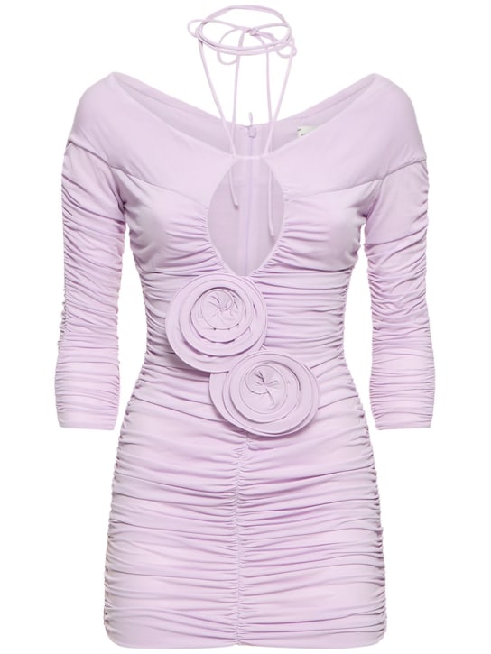 Magda Butrym: Gathered jersey mini dress w/ cutout - Lavender - women_0 | Luisa Via Roma