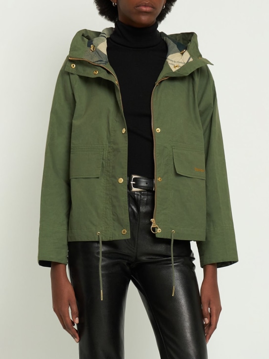 BARBOUR: Giacca Nith in cotone impermeabile - Verde - women_1 | Luisa Via Roma