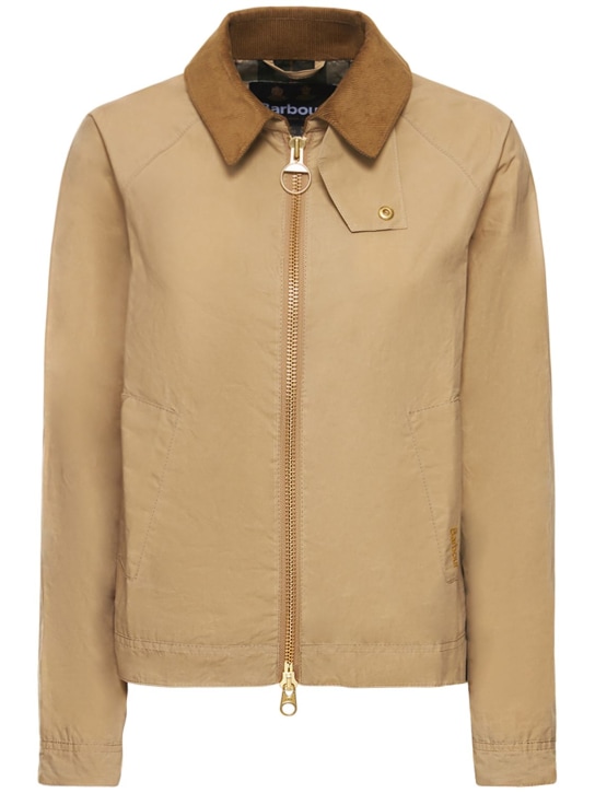 BARBOUR: Giacca Campbell in cotone impermeabile - Beige - women_0 | Luisa Via Roma